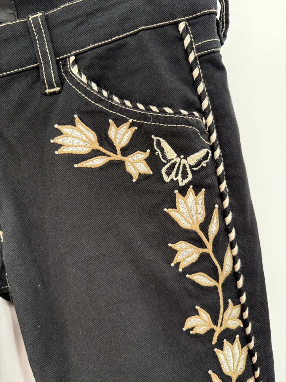 ISABEL MARANT Western Inspired Embroidered Black Denim Size 38 - Picture 5 of 10